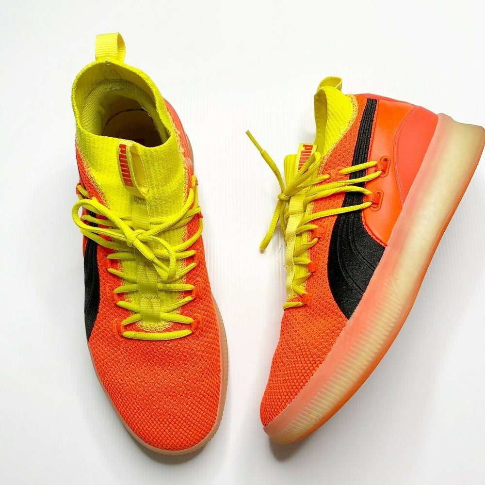 Puma Clyde Court Red Blast Yellow Neon Sneaker